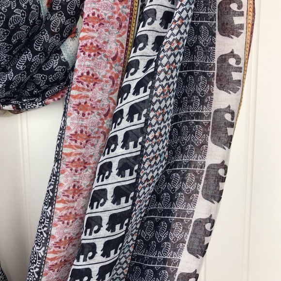 Navy Elephant Pattern Light Infinity Scarf, Ardene - Picture 2 of 6